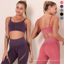 Les vêtements de gymnase pour femmes ensembles de soutien-gorge et de leggings de sport set Ropa Deportiva de Mujer Mesh Design Gym Wear